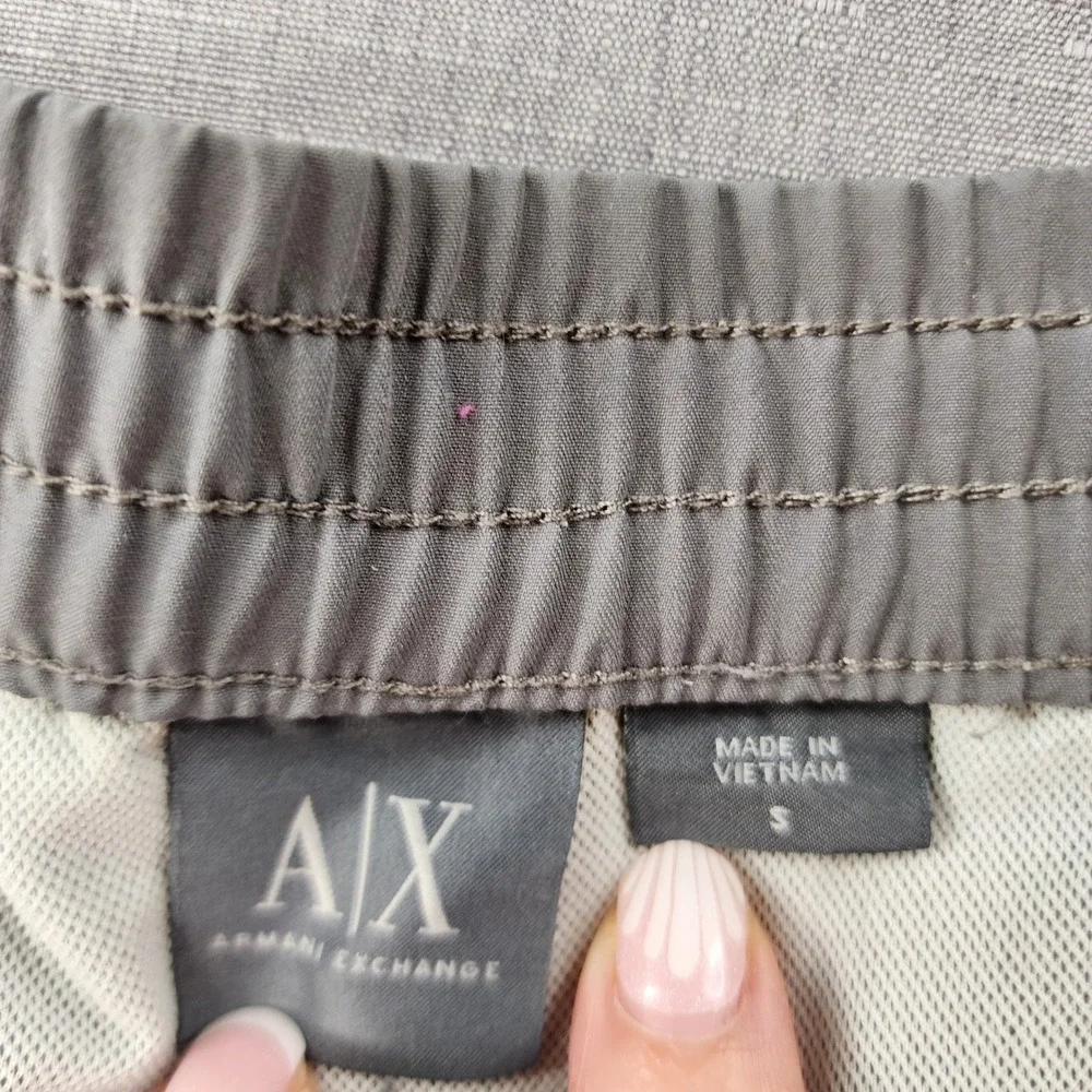 Armani Exchange Mens Gray Yellow Striped Swim Trunks Shorts Size Small AX Logo